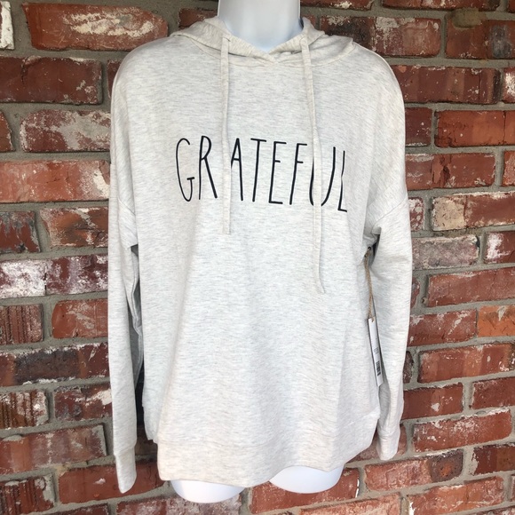 Rae Dunn Tops - Rae Dunn "Grateful" long sleeve hoodie size small